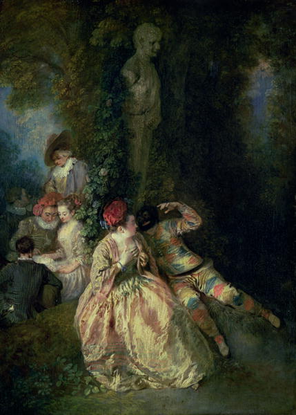 Harlequin And Columbine by Jean Antoine Watteau